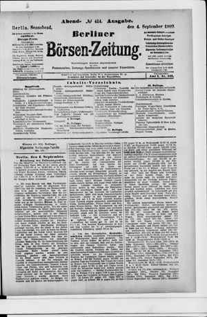 Berliner Börsen-Zeitung vom 04.09.1909