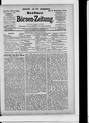 Berliner Börsen-Zeitung vom 09.09.1909