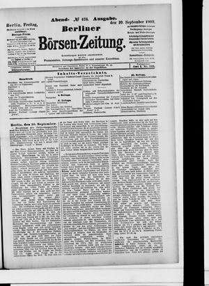 Berliner Börsen-Zeitung vom 10.09.1909