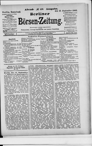 Berliner Börsen-Zeitung vom 11.09.1909