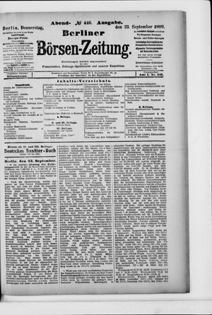 Berliner Börsen-Zeitung vom 23.09.1909