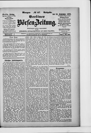 Berliner Börsen-Zeitung vom 24.09.1909
