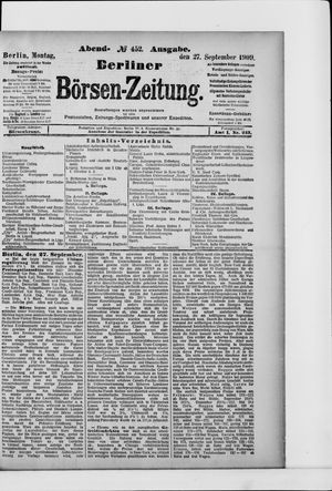 Berliner Börsen-Zeitung vom 27.09.1909