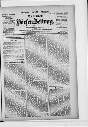 Berliner Börsen-Zeitung vom 29.09.1909