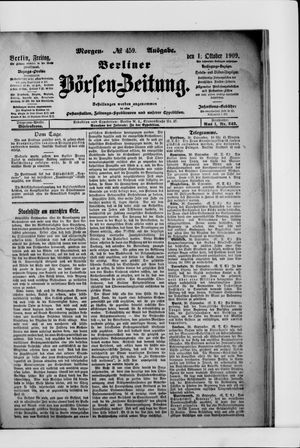 Berliner Börsen-Zeitung vom 01.10.1909