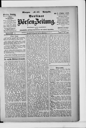 Berliner Börsen-Zeitung vom 03.10.1909