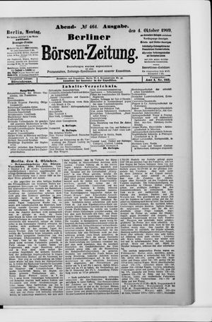 Berliner Börsen-Zeitung vom 04.10.1909
