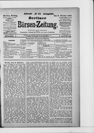 Berliner Börsen-Zeitung vom 08.10.1909