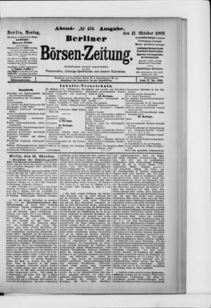 Berliner Börsen-Zeitung vom 11.10.1909