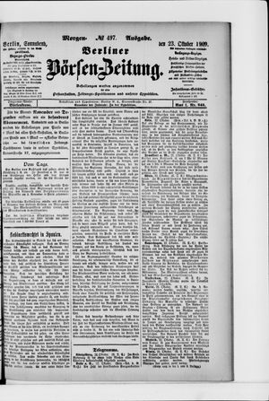 Berliner Börsen-Zeitung vom 23.10.1909