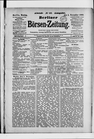 Berliner Börsen-Zeitung vom 01.11.1909