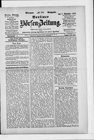 Berliner Börsen-Zeitung vom 03.11.1909
