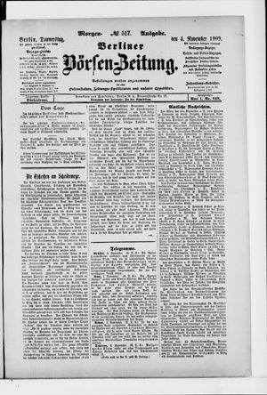 Berliner Börsen-Zeitung vom 04.11.1909