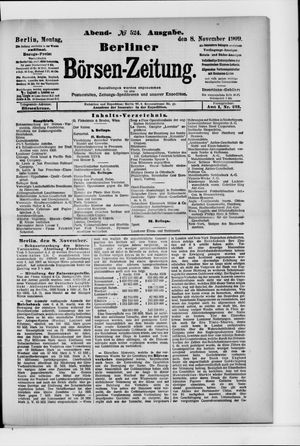 Berliner Börsen-Zeitung vom 08.11.1909
