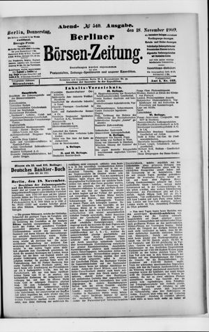 Berliner Börsen-Zeitung vom 18.11.1909