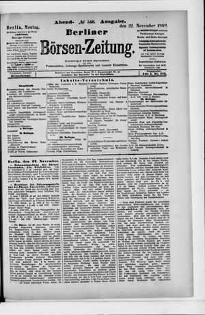 Berliner Börsen-Zeitung vom 22.11.1909