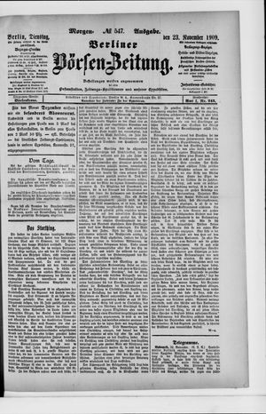 Berliner Börsen-Zeitung vom 23.11.1909