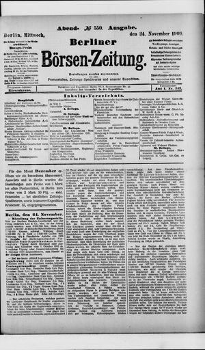Berliner Börsen-Zeitung vom 24.11.1909