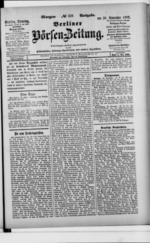 Berliner Börsen-Zeitung vom 30.11.1909