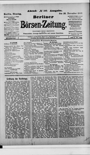 Berliner Börsen-Zeitung vom 30.11.1909