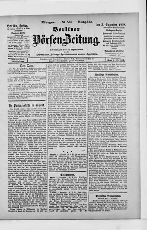 Berliner Börsen-Zeitung vom 03.12.1909