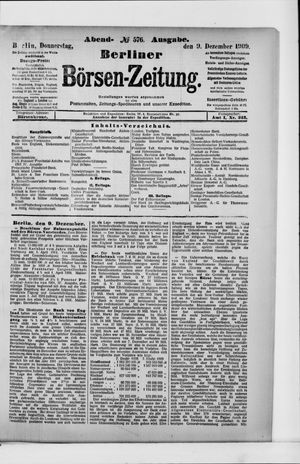 Berliner Börsen-Zeitung vom 09.12.1909