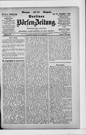 Berliner Börsen-Zeitung vom 16.12.1909