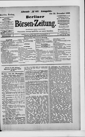 Berliner Börsen-Zeitung vom 24.12.1909