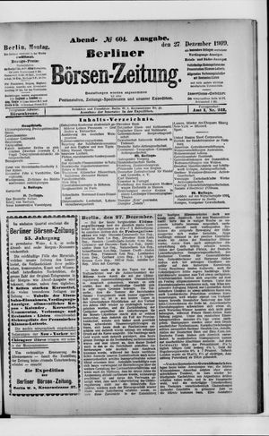 Berliner Börsen-Zeitung on Dec 27, 1909