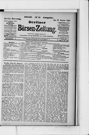 Berliner Börsen-Zeitung vom 27.01.1910
