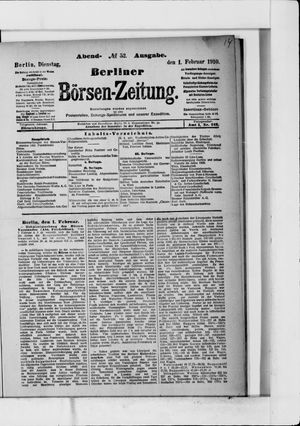 Berliner Börsen-Zeitung vom 01.02.1910