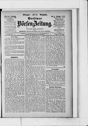 Berliner Börsen-Zeitung vom 06.02.1910