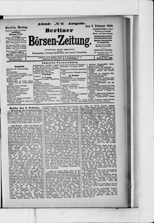 Berliner Börsen-Zeitung vom 07.02.1910