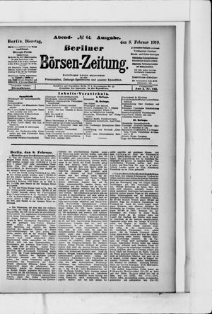 Berliner Börsen-Zeitung vom 08.02.1910