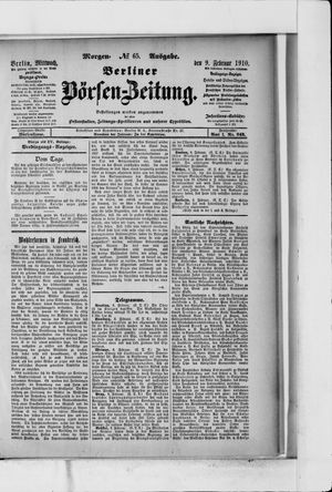 Berliner Börsen-Zeitung vom 09.02.1910