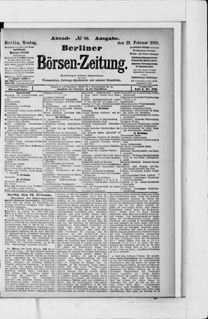 Berliner Börsen-Zeitung vom 21.02.1910