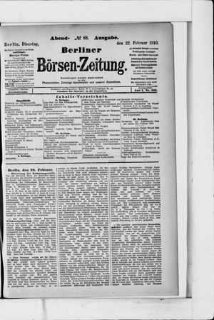 Berliner Börsen-Zeitung vom 22.02.1910