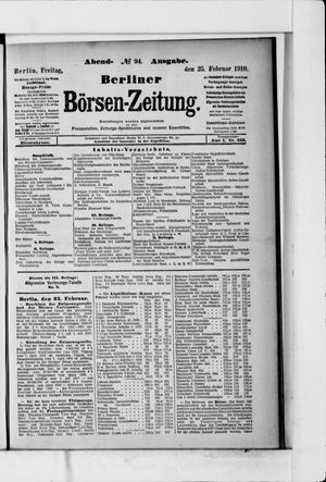 Berliner Börsen-Zeitung on Feb 25, 1910
