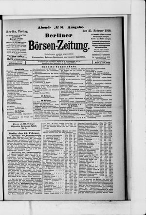 Berliner Börsen-Zeitung on Feb 25, 1910