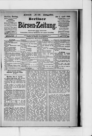 Berliner Börsen-Zeitung vom 01.04.1910
