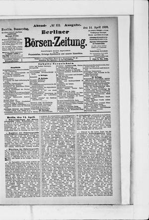 Berliner Börsen-Zeitung on Apr 14, 1910