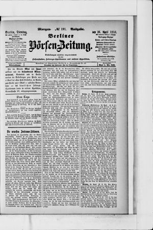 Berliner Börsen-Zeitung vom 26.04.1910