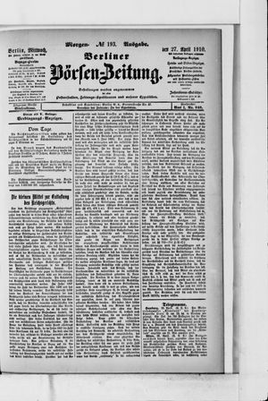 Berliner Börsen-Zeitung vom 27.04.1910