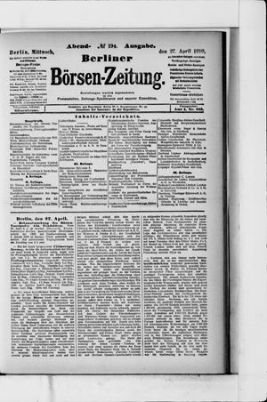 Berliner Börsen-Zeitung vom 27.04.1910
