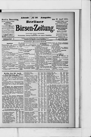 Berliner Börsen-Zeitung vom 28.04.1910