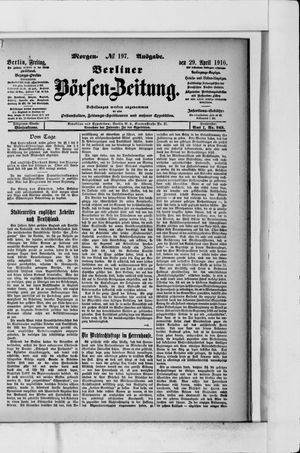Berliner Börsen-Zeitung vom 29.04.1910