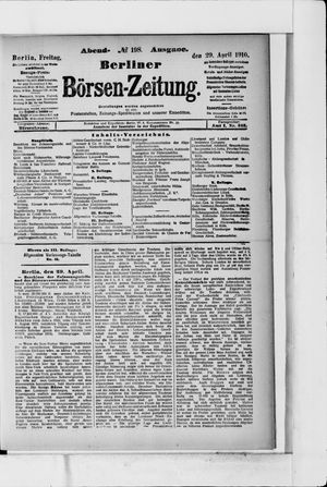 Berliner Börsen-Zeitung vom 29.04.1910