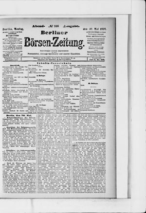 Berliner Börsen-Zeitung vom 30.05.1910