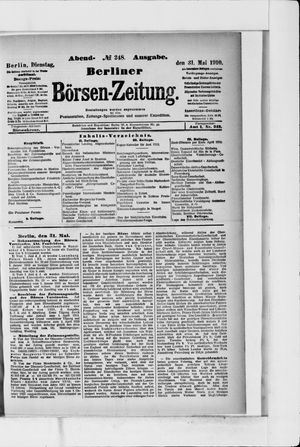 Berliner Börsen-Zeitung vom 31.05.1910