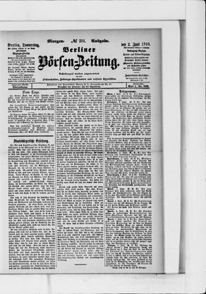 Berliner Börsen-Zeitung vom 02.06.1910